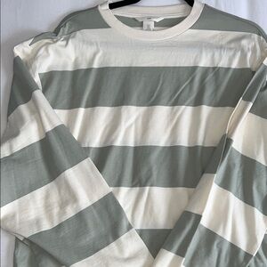H&M Green and White Striped Shirt